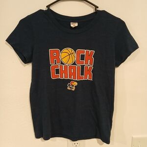Kids Navy Rock Chalk Kansas KU T-Shirt, Size 10